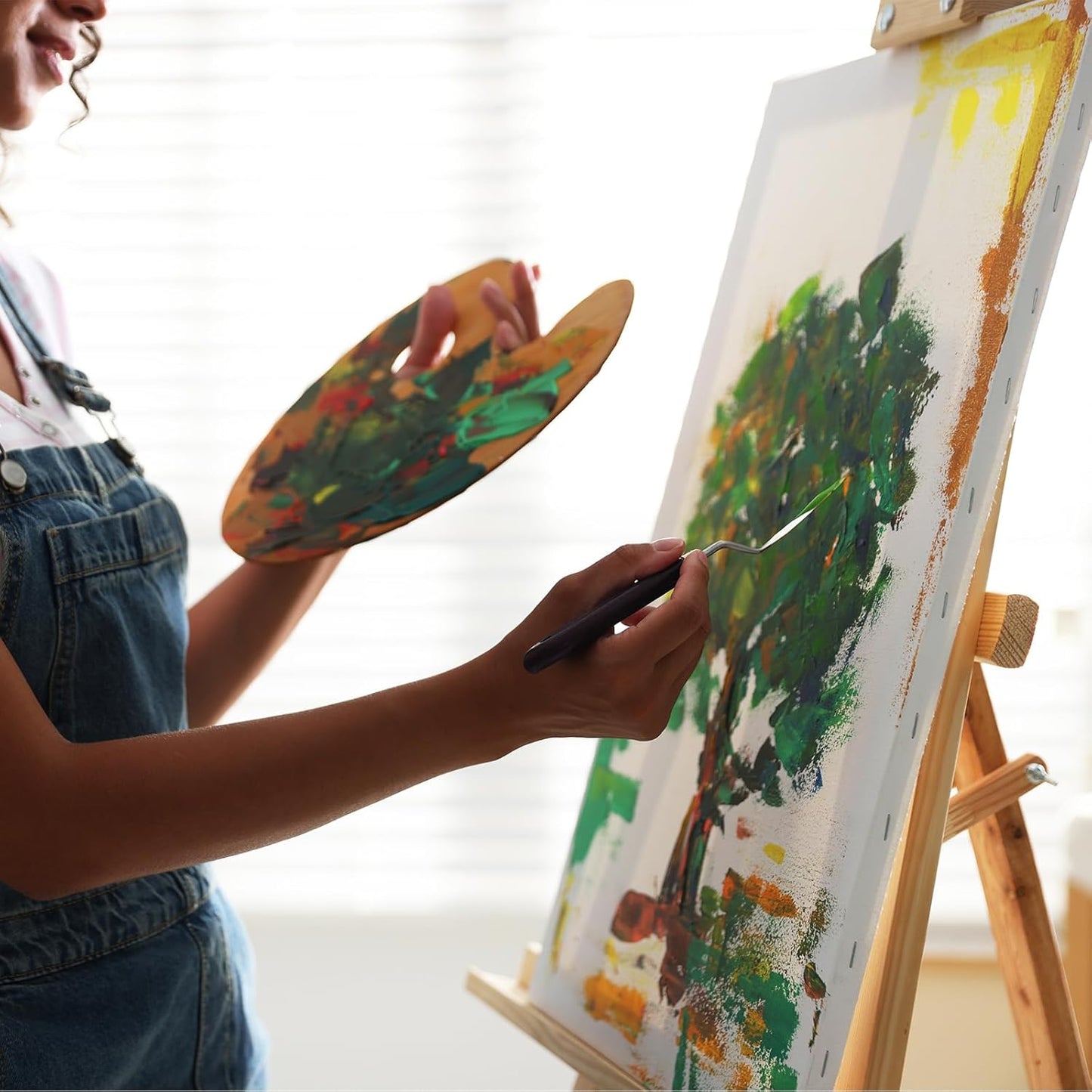 PATIKIL Art Spatula, No.7 15mm Stainless Steel Flexible Palette Knife Painting Knife Painting Spatula Oil Painting Mixing Scraper with Wood Handle for Canvas Acrylic Painting, Brown