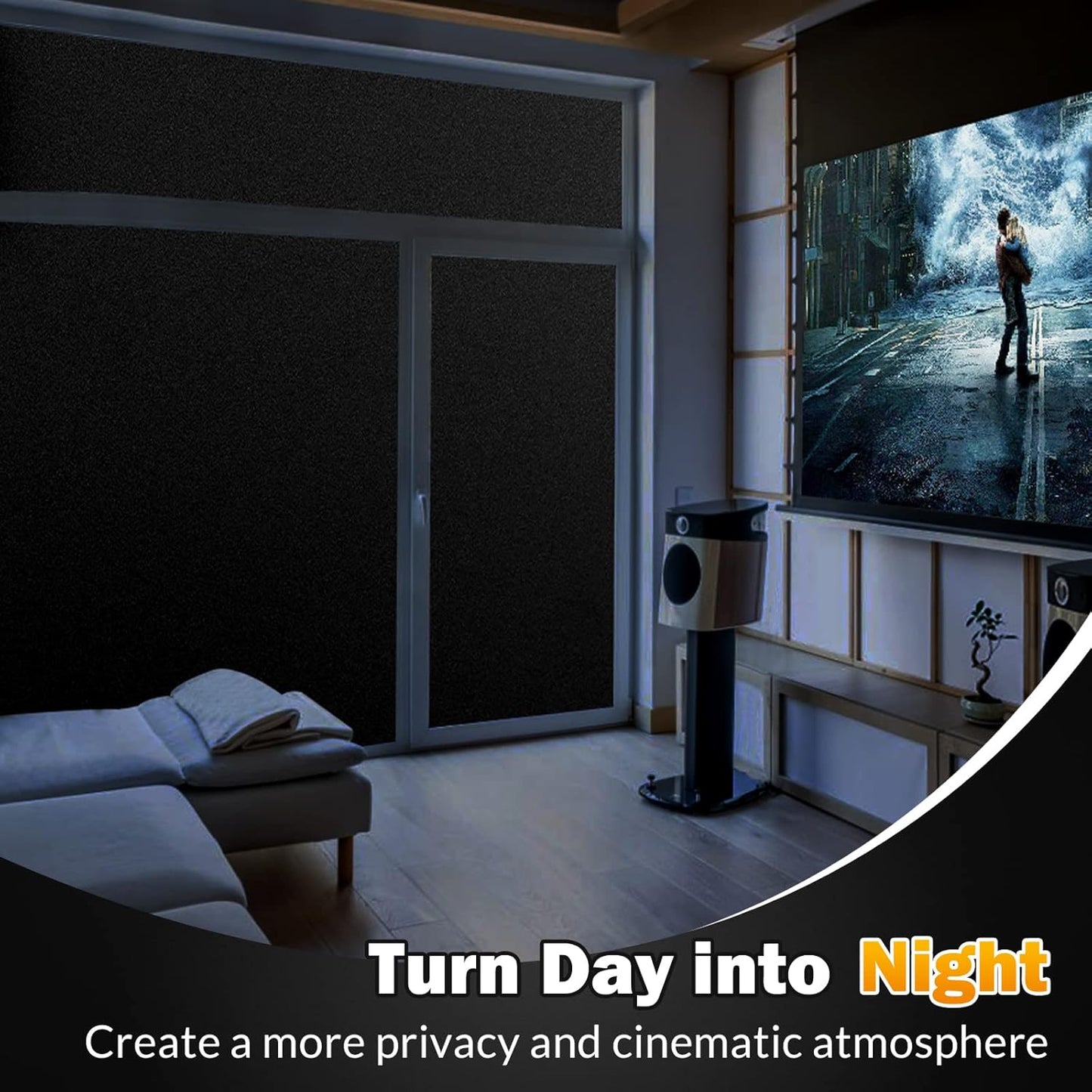 rabbitgoo Blackout Window Film, Sun Heat Blocking Privacy Cover for Glass, Removable Opaque Room Darkening Dark Black Out Window Covers Tint Shades for Home Day Sleep Light Blocker 29.5 x 78.7 Inches