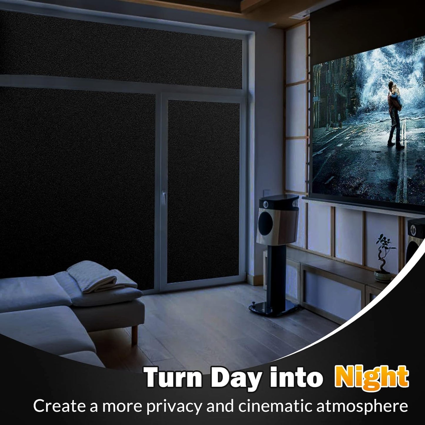 rabbitgoo Blackout Window Film, Sun Heat Blocking Privacy Cover for Glass, Removable Opaque Room Darkening Dark Black Out Window Covers Tint Shades for Home Day Sleep Light Blocker 23.6 x 118.1 Inches