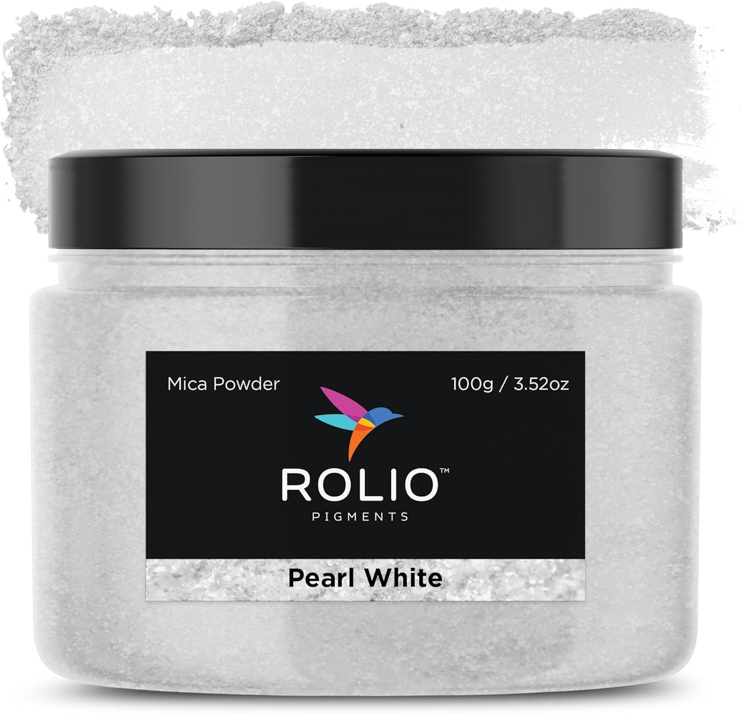 Rolio - Mica Powder - 1 Jar of Pigment for Paint, Dye, Soap Making, Nail Polish, Epoxy Resin, Candle Making, Bath Bombs, Slime - 100G / 3.5 oz (Pearl White)