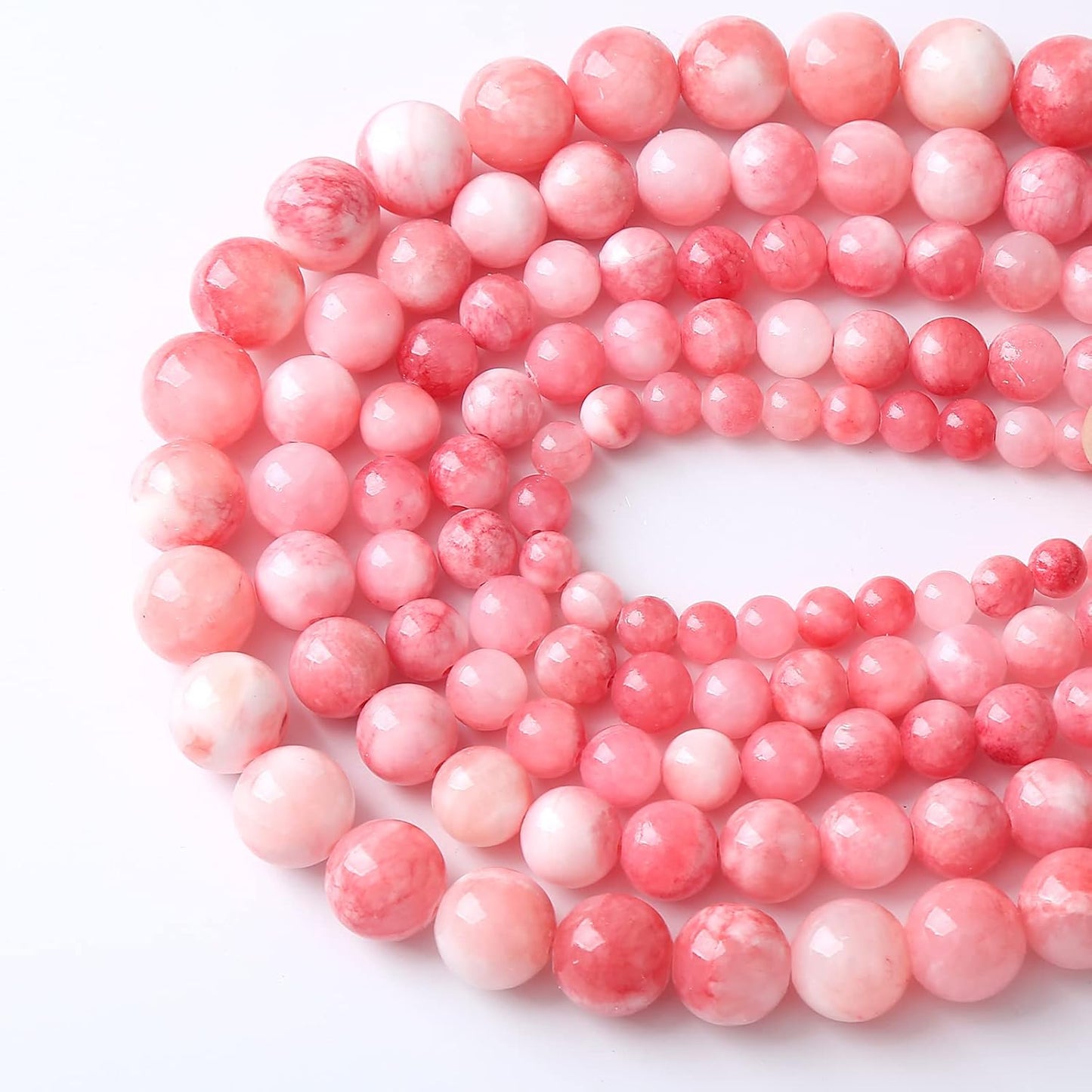 32pcs 12mm Natural Pink White Persian Jade Gemstone Beads Round Loose Spacer Beads for Jewelry Making DIY Bracelets Necklaces 15" (Pink Persian Jade, 12mm)