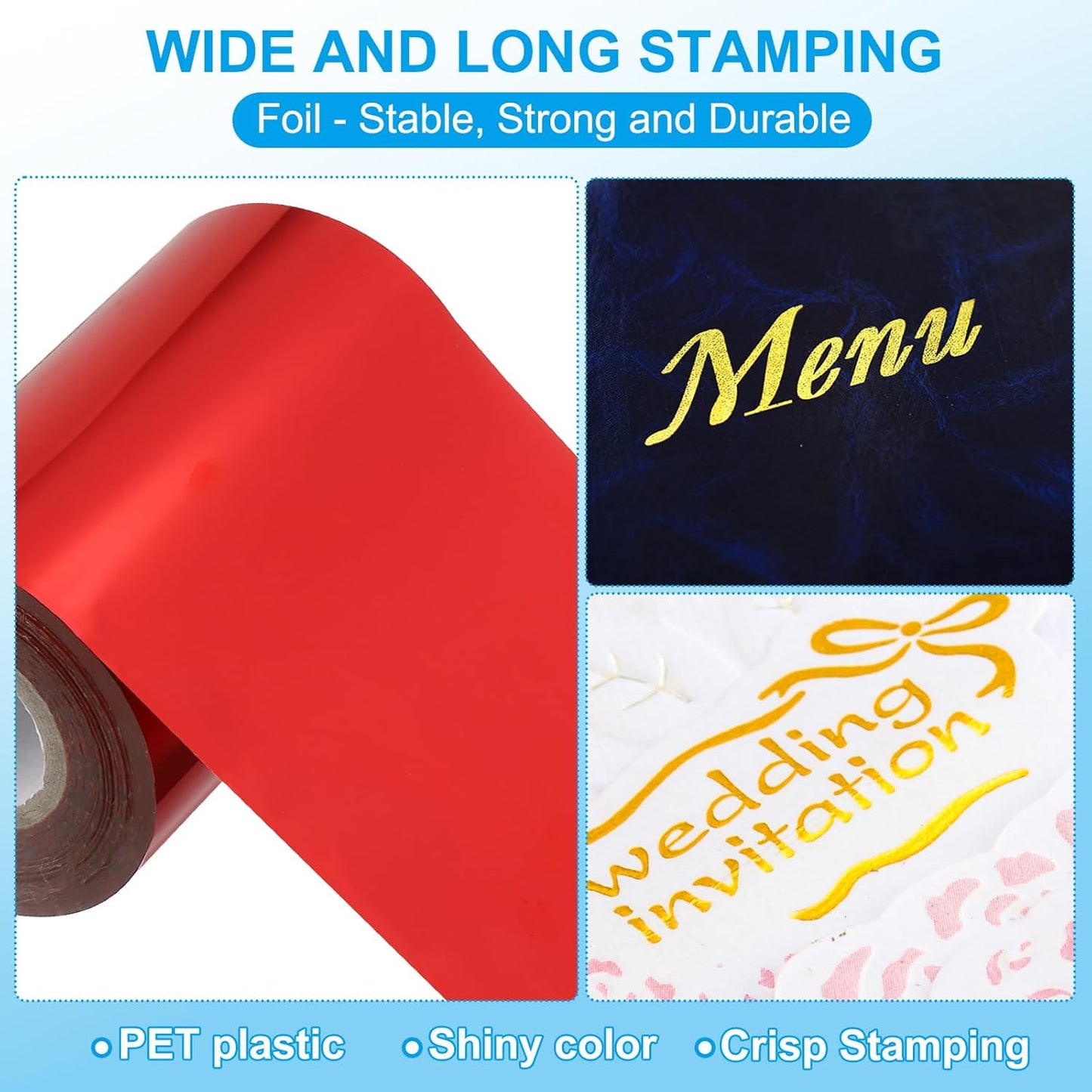 PATIKIL 2"x400Ft Hot Stamping Foil Paper, Heat Transfer Hot Stamping Paper Foil Roll for Leather DIY Logo Decor Craft Gift Package Scrapbook Card, Red