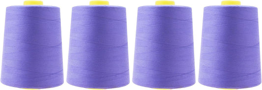 Mandala Crafts 4 Pack of Serger Threads Cones Spools - 20S/2 24000 Yards Polyester Periwinkle Threads for Sergers Machine and Overlock Quilting Sewing Machine