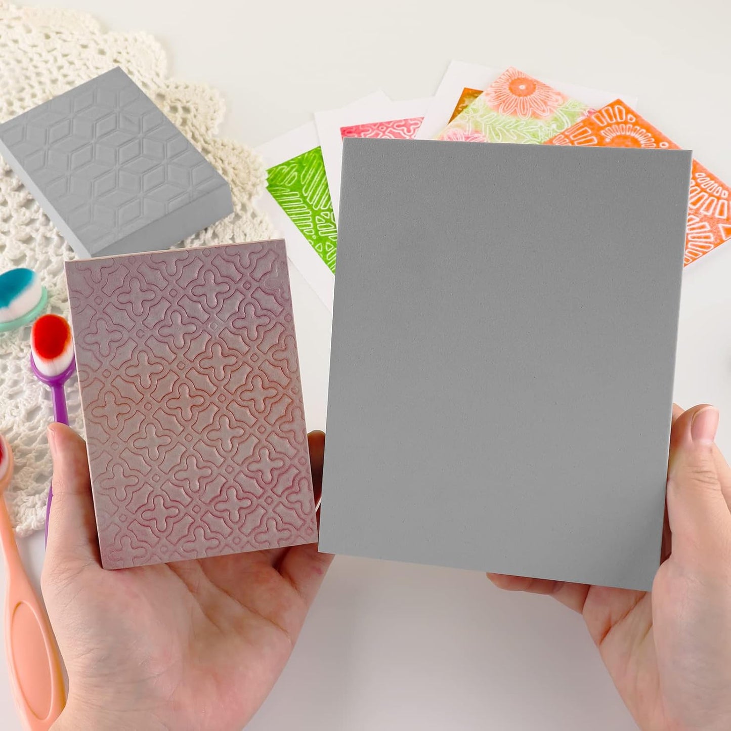 BAOFALI 2 Pcs Large Stamping Foam Grey Moldable Foam Stamps Plastic Dry Foam Stamp Pad Cut and Dry Foam Stamping Foam Block for Sculpture, Modeling, DIY Arts and Handicrafts Projects