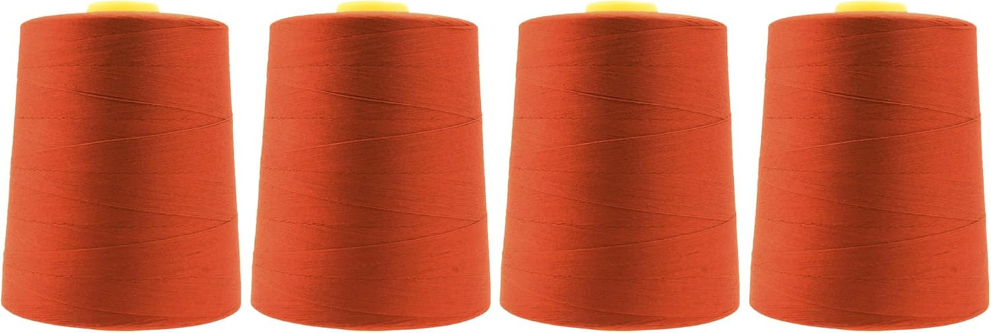 Mandala Crafts 4 Pack of Serger Threads Cones Spools - 20S/2 24000 Yards Polyester Terracotta Threads for Sergers Machine and Overlock Quilting Sewing Machine