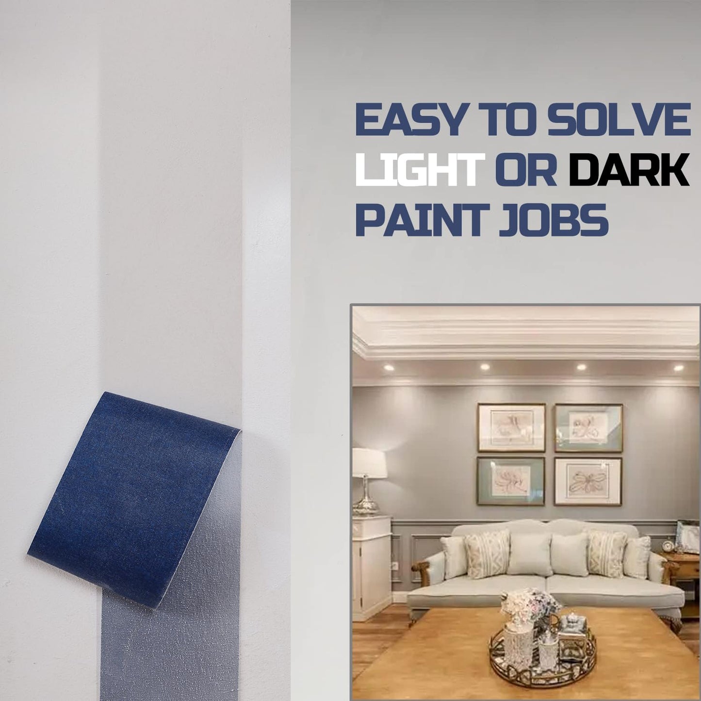 Lichamp Wide Masking Tape 3 inches, 2 Packs Blue Painters Tape Blue Masking Paper, 3 inches x 55 Yards x 2 Roll