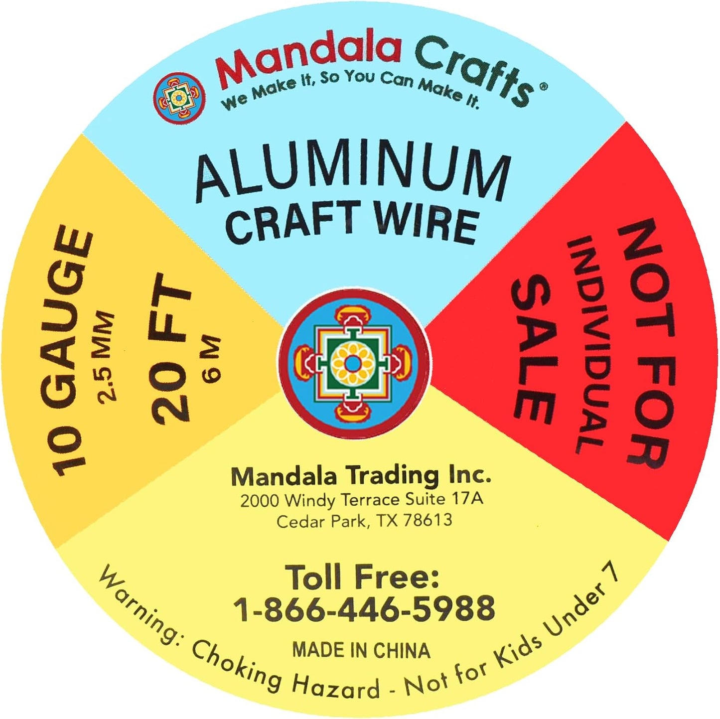 Mandala Crafts 10 Gauge Anodized Aluminum Craft Wire for Jewelry Making - 120 FT Colored Flexible Silver Copper True Blue Black Red Kelly Green Wire - Bendable for Bonsai Armature Crafting Sculpting