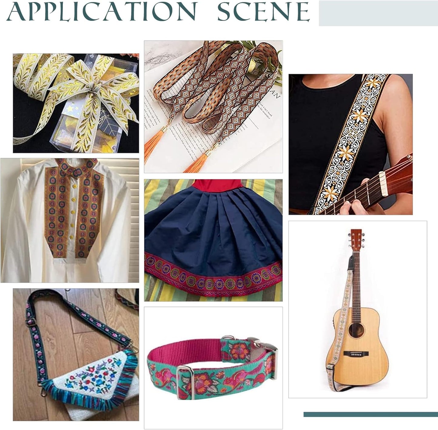 PH PandaHall 7 Yards Jacquard Ribbon, 1.3 Inch Vintage Sewing Emobridered Woven Ribbon Floral Fabric Trim Fringe Sewing Decor Trim for Boho Persian Ramadan Bag Straps Clothing Sewing Gift Home Decor