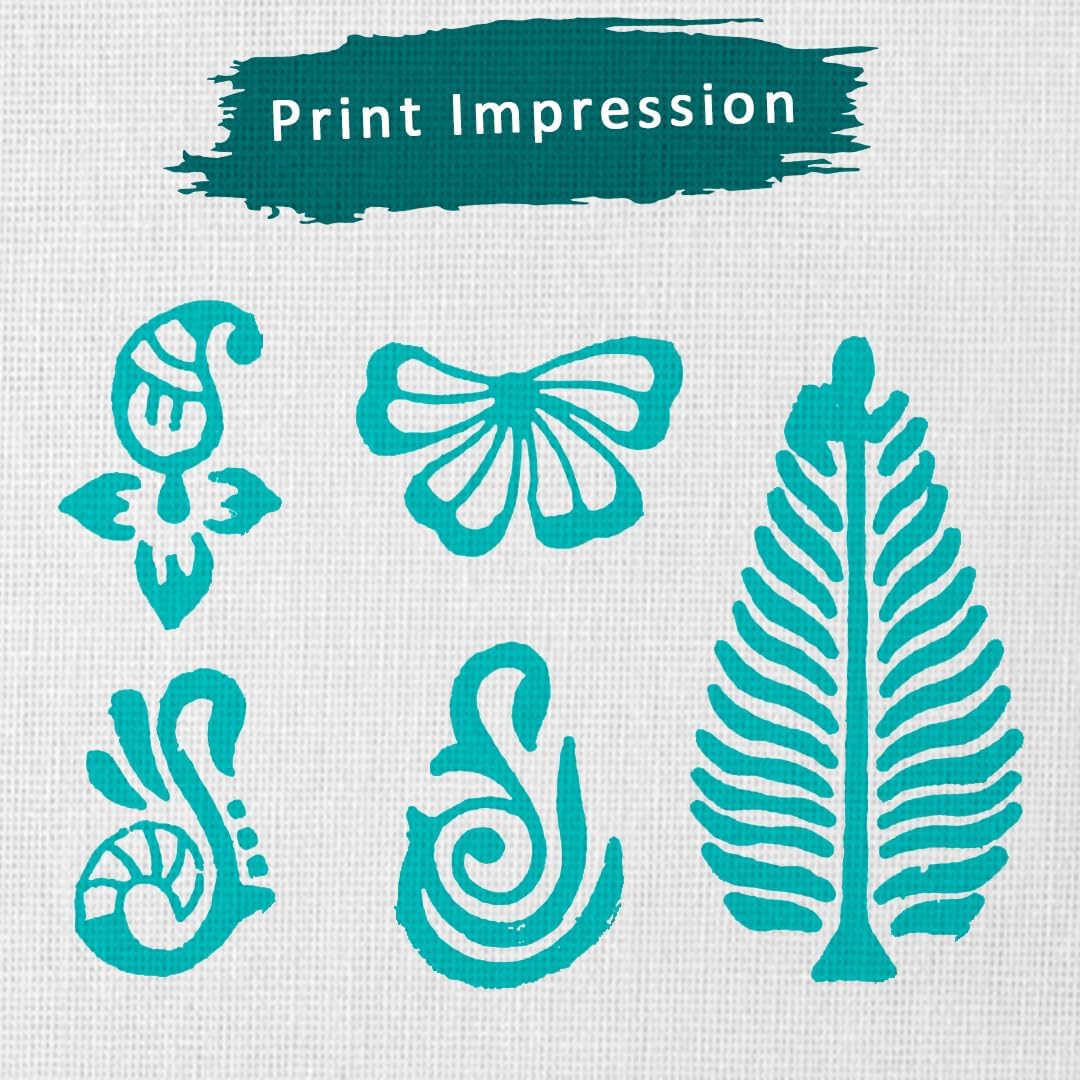 Hashcart Wooden Indian Traditional Design Printing Stamps/Blocks for Printing Saree Border/Dresses/Craft Card Making/Scrapbook/Clay Pottery (Set of 5)