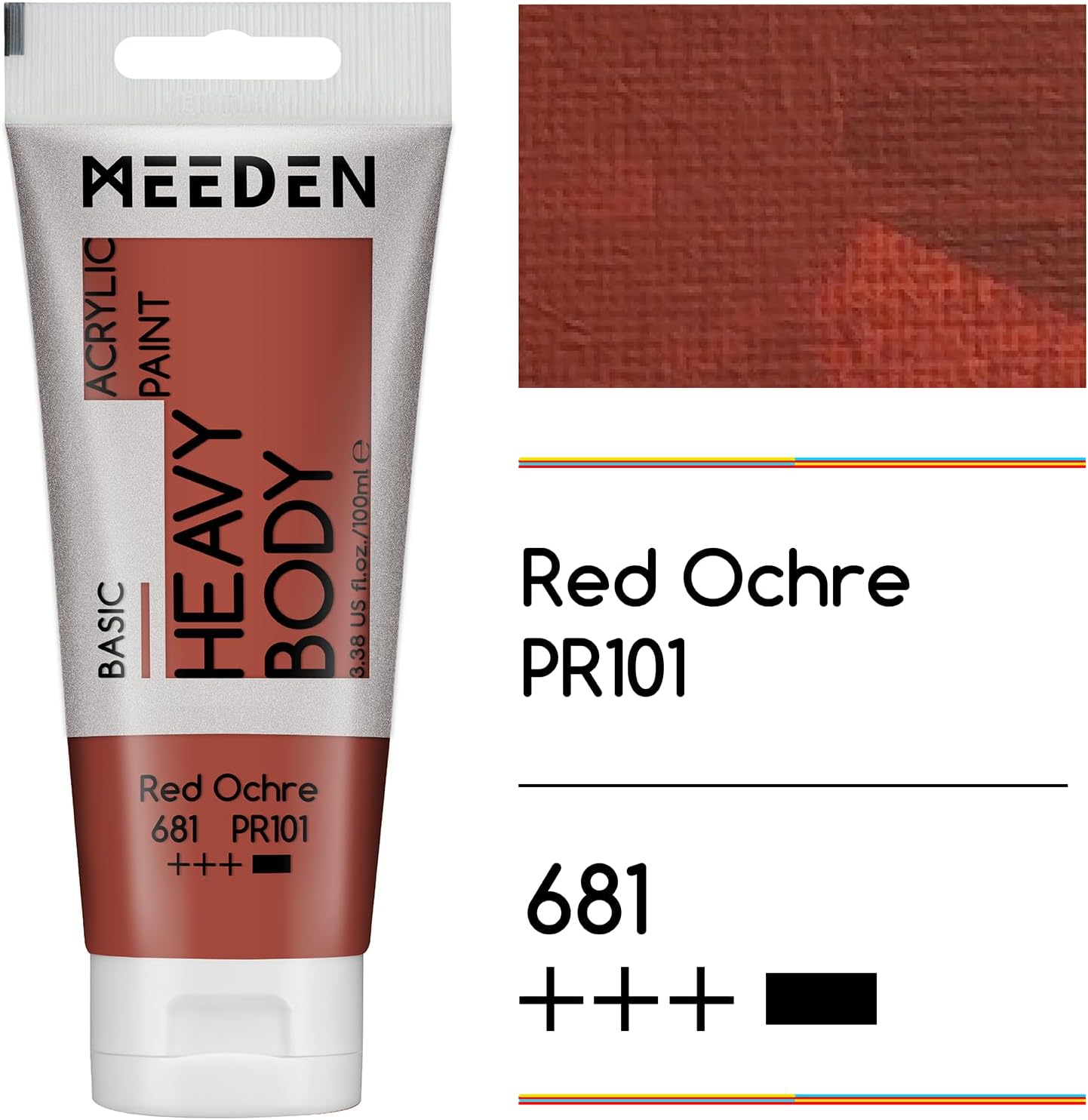 MEEDEN Acrylic Paint Red Ochre: Bundled with Titanium White Color - 100ml/3.38oz x 2 Bulk Heavy Body Acrylic Paint Tubes for Art Craft Painting