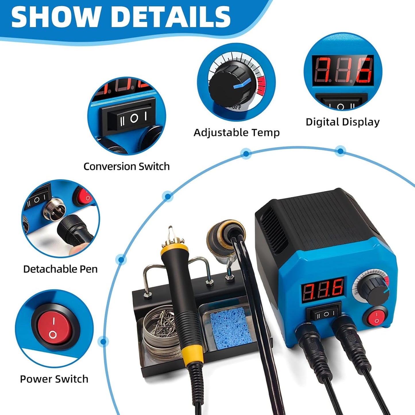 LH55-Z2-NS3 wood burning pen Wood Burning Tool Pen 200~750℃, Wood Burning kit with Digital Thermometer,3 pyrographic Wood Burning pens, 3 solid copper pen tips, 33 Wood Burning Pen Tips