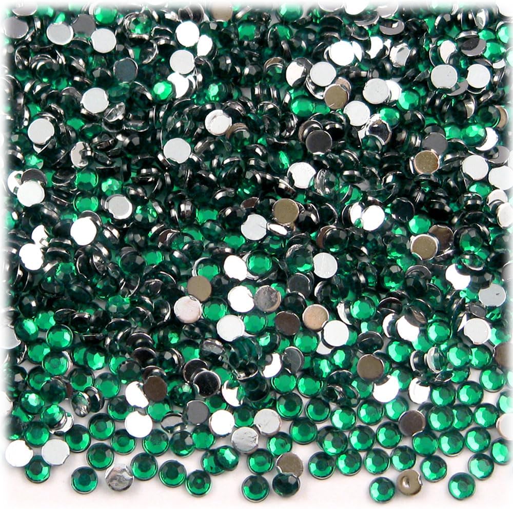 The Crafts Outlet 1,440pc Rhinestones Round 3mm (10ss) Flatback Emerald Green EGR