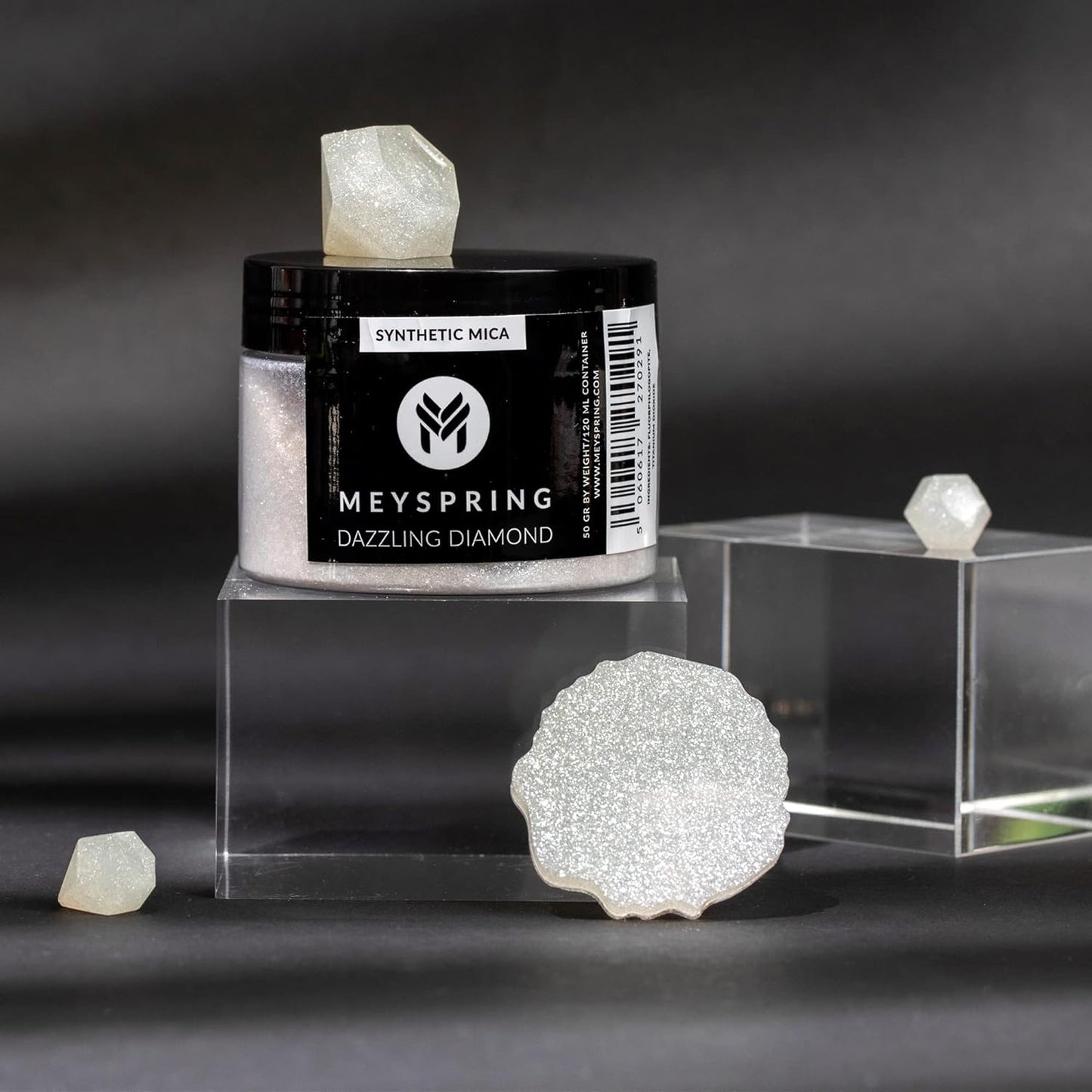 MEYSPRING Dazzling Diamond - White Glitter Mica Powder - Resin Glitter - White Mica Powder for Epoxy Resin - Resin Color - Mica Powder for Lip Gloss - Glitter for Candle Making - Glitter Powder