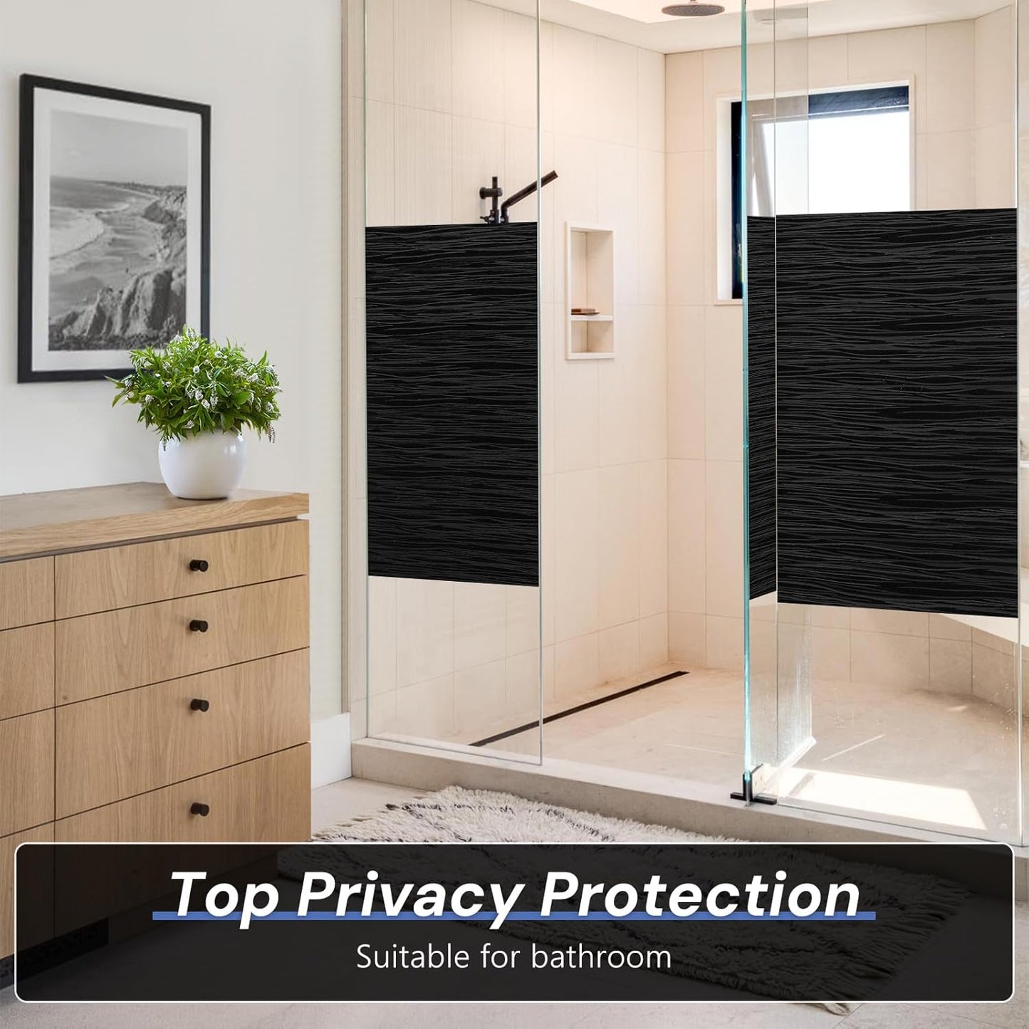 Haton Blackout Window Film, Black Out Sun Blocking Window Cover, Static Cling Frosted Privacy for Glass, Heat Control Darkening Room Coverings Shades Tint for Home Day Sleep, 23.6" x 157.4"