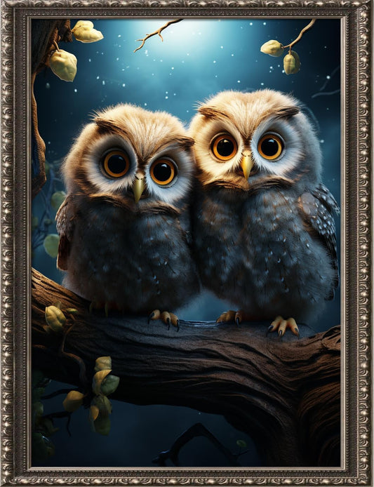 Leczany Cross Stitch Stamped Kit for Adults or Kids - Two Cute Owls | DIY Embroidery Starter Patterns Craft Kit Needlepoint for Beginner | 11CT, 3 Strands | 13x17.7 inches