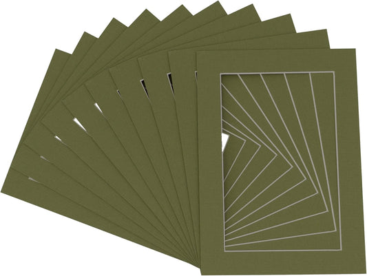 11x14 Mat for 8.5x11 Photo - Precut Dill Green Picture Matboard for Frames Measuring 11 x 14 Inches - Bevel Cut Matte to Display Art Measuring 8.5 x 11 Inches - Acid Free Pack of 100 MATS
