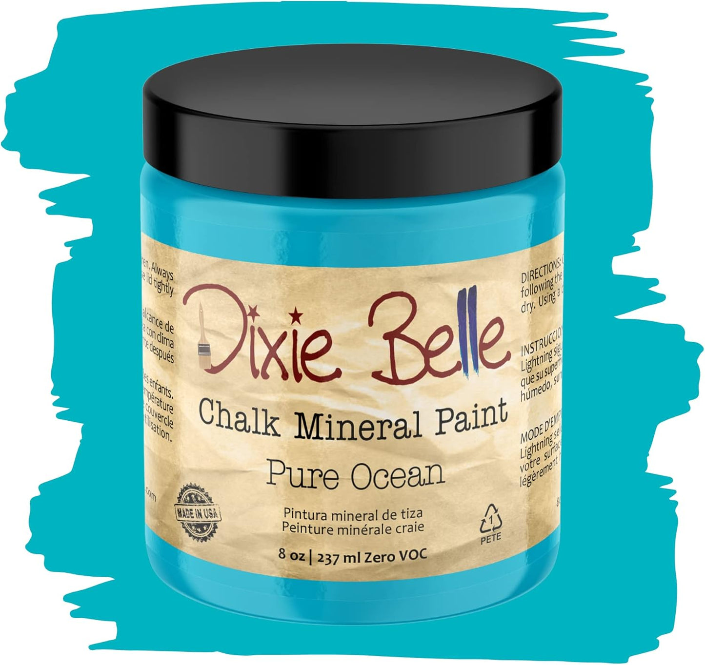 Dixie Belle Paint Company Chalk Finish Furniture Paint - Pure Ocean (8oz) - Matte Bright Teal Chic Chalk Mineral DIY Furniture Paint