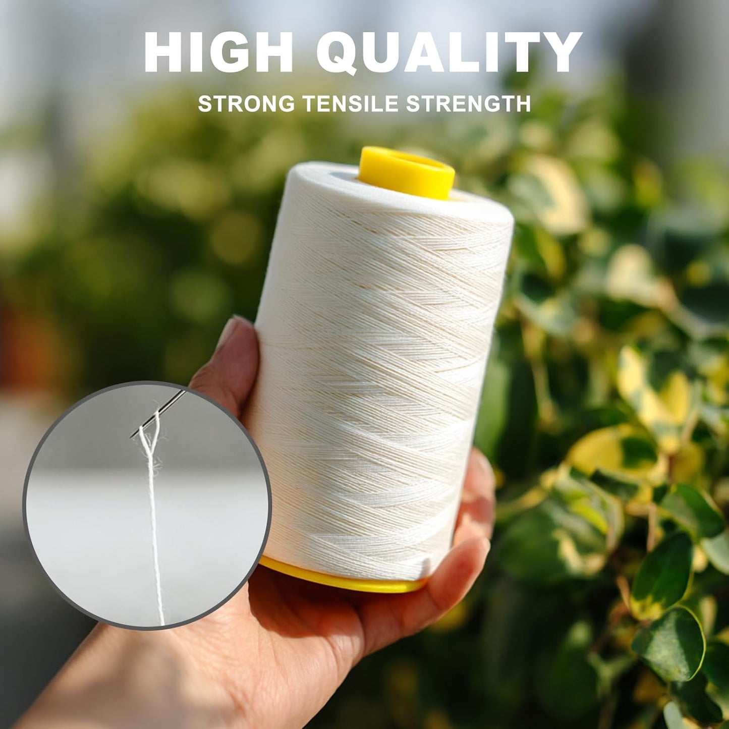Sewing Thread Cone Set, 2 Pack Serger Thread, 3000 Yards Each, All Purpose Thread for Sewing, Quilting, Machines, Overlock, Merrow & Hand Embroidery (Beige*2)