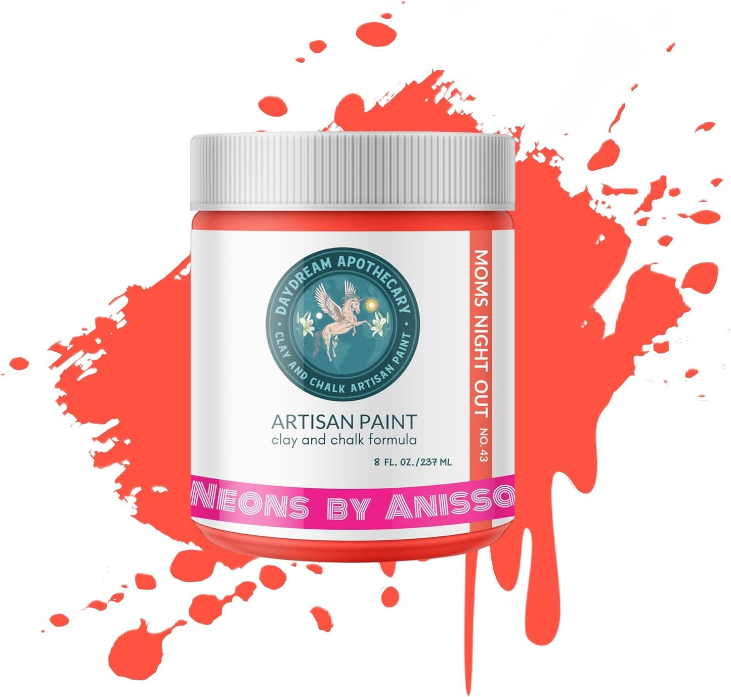 Daydream Apothecary Premium Chalk Style Paint for Furniture, Home Décor, Wood, DIY Interior Projects, Quick Dry, No Prep or Prime Needed, Matte Neon Red - 8oz