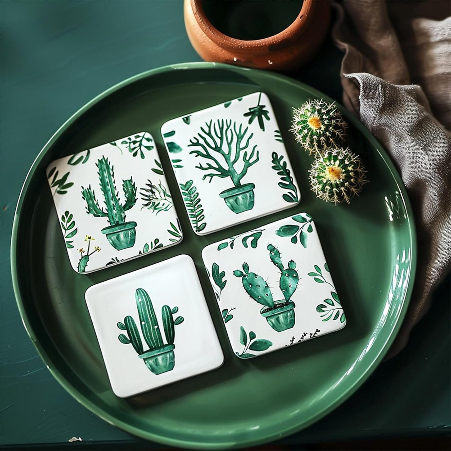 20pcs 4''x4'' Ceramic Tiles for Crafts, Blank Ceramic Coaster for Craft, White Unglazed Tile with Cork Backing Pad for Painting, Alcohol Ink, Acrylic Pouring, DIY