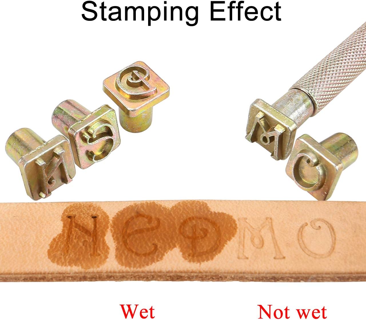 Yoption 37 Pieces Leather Stamping Tool Set, 26 Letters Alphabet & 10 Numbers Stamps Steel Punch Tool 9mm + 1 Stamping Handle for Leather Craft