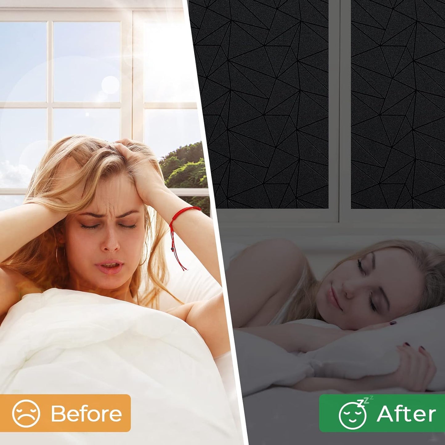 Coavas Blackout Window Privacy Film, Frosted Glass Static Cling, Decorative for Bathroom Door, UV Blocking Window Cling, Non-Adhesive Vinyl Sticker, Day and Night Windows Tint for Home,17.5x78.7 inch