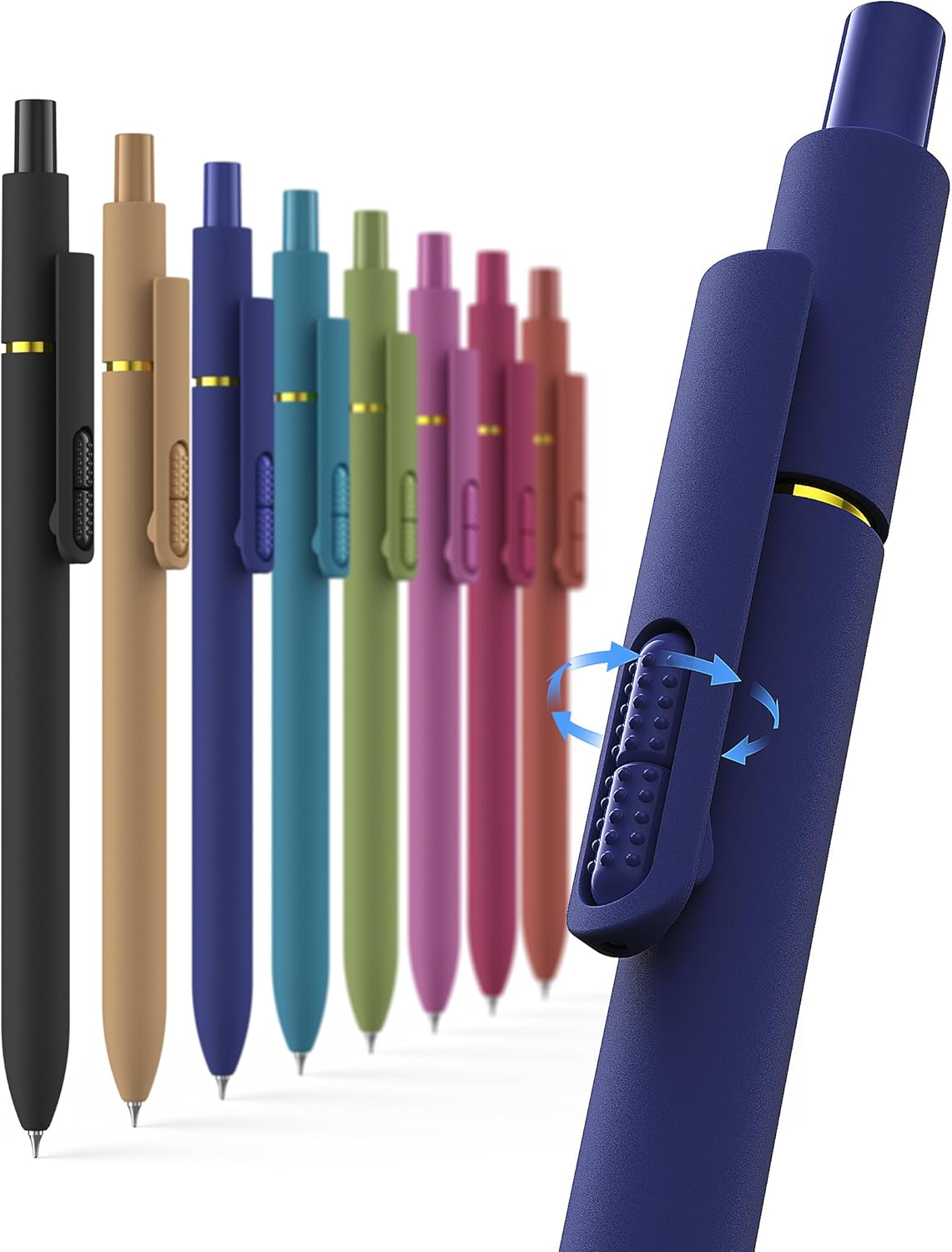 8 Pcs Gel Ink Pens, 0.7mm Fine Point for Smooth Writing Journaling Aesthetic Pens, Black Quick-Dry Long Lasting Fidge Pens, Cute School Office Supplies Gifts for Women （Vintage Black Ink）