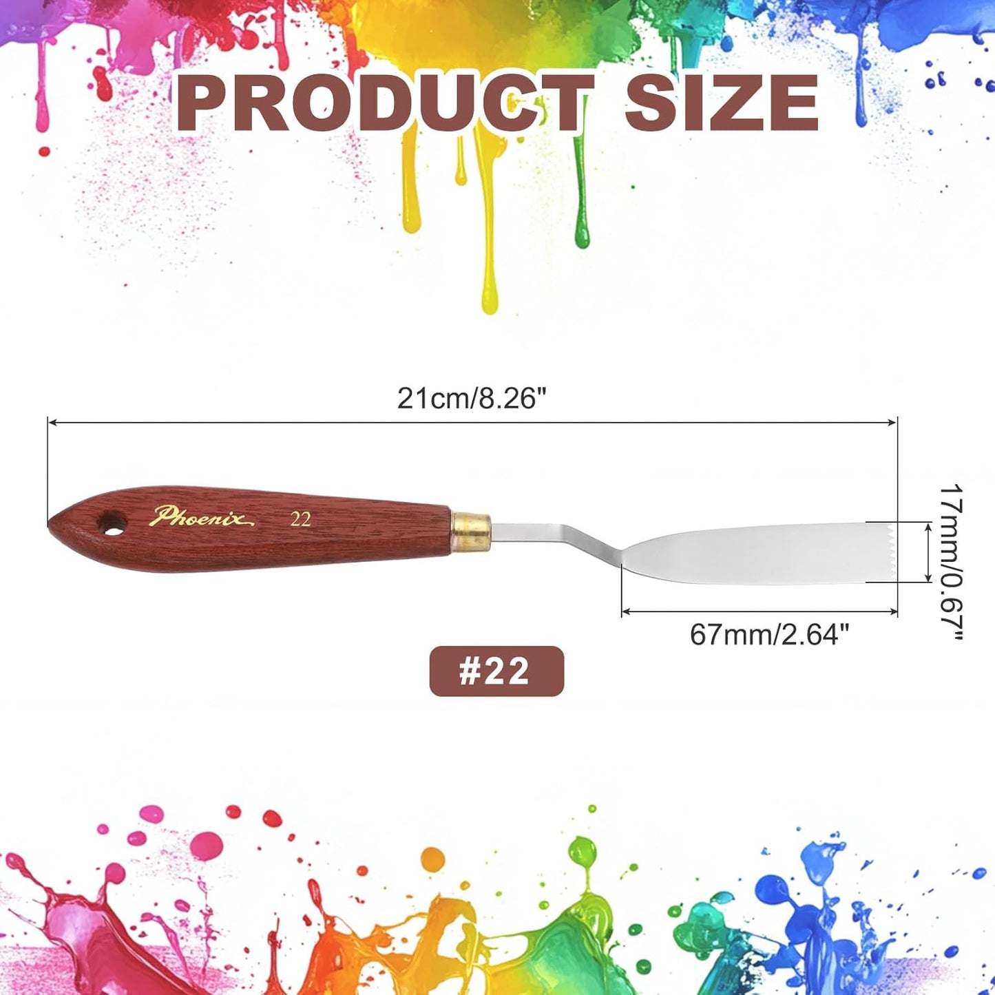 MECCANIXITY Pack of 1 Palette Knife No.22, 7" Long Palette Knives with Stainless Steel Flexible Spatula Pallet Knife and Wood Handle for Scraping, Mixing, Oil Acrylic Painting Canvas