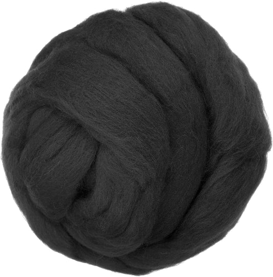 PATIKIL Wool Roving Yarn, 150G/5.3OZ Soft Felting Wool Pure Chunky Roving Yarn Bulk for Needle Felting Knitting Blanket Spinning Weaving DIY Craft, Black