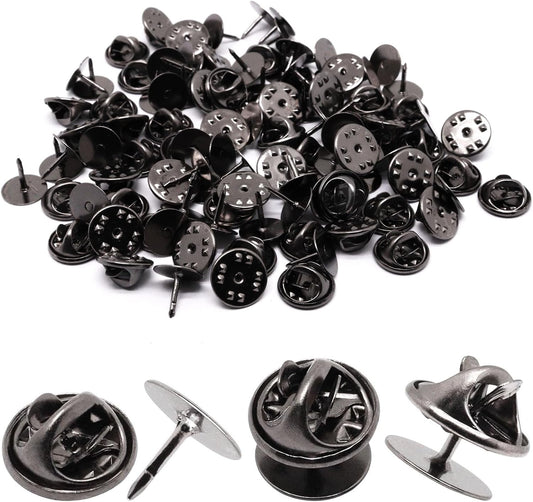 50 Set Pin Backs, Blank Pins Scatter Butterfly Clutch Pin Holder Enamel Pin Locking Backs Tie Tacks Jewelry Pin Backings Clasp for Brooch Lapel Hat Uniform Badges Tie Tack (10mm, Black)