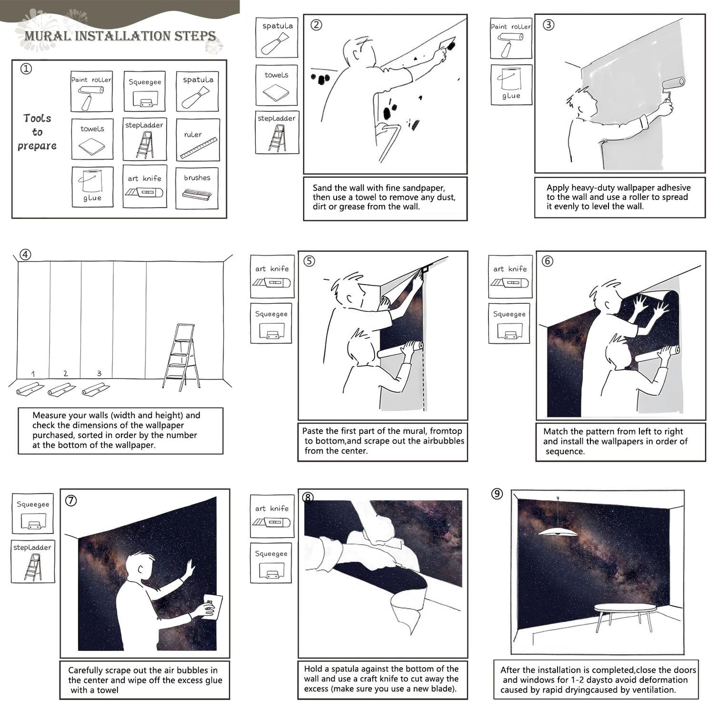 AFZEVEB-Galaxy Stars Wallpaper Wall murals for Ceiling 159"x107"(Not Peel and Stick)