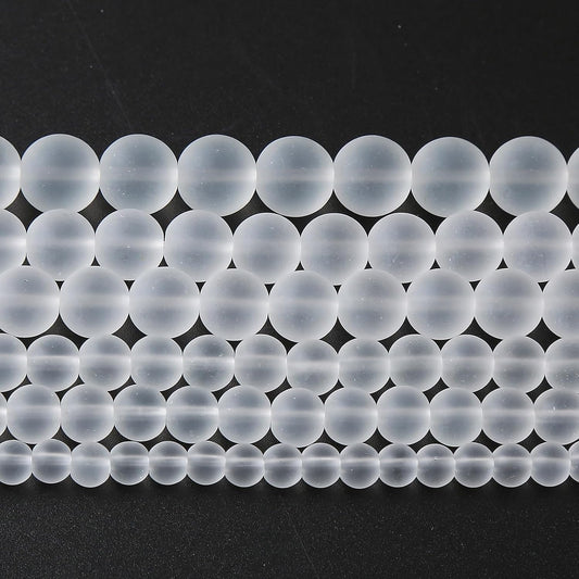 90pcs 4mm Frost White Crystal Glass Beads for Jewelry Making Round Loose Beads DIY Bracelets Necklaces Crystal Energy Healing Stone Beads 15"(4mm, Frost White Glass)