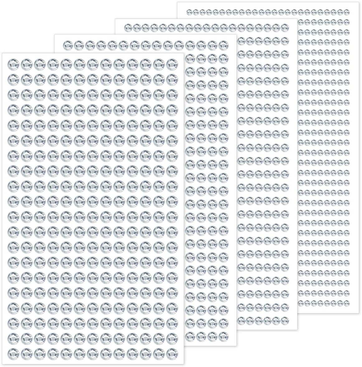 1799pcs Self Adhesive Face Gems Stickers, Hair Gems Rhinestones Stickers, Bling Jewels for Makeup, Crafts, Home Decor Scrapbooking Embellishments, 4 Sizes 3mm/4mm/5mm/6mm(Clear Rhinestones)