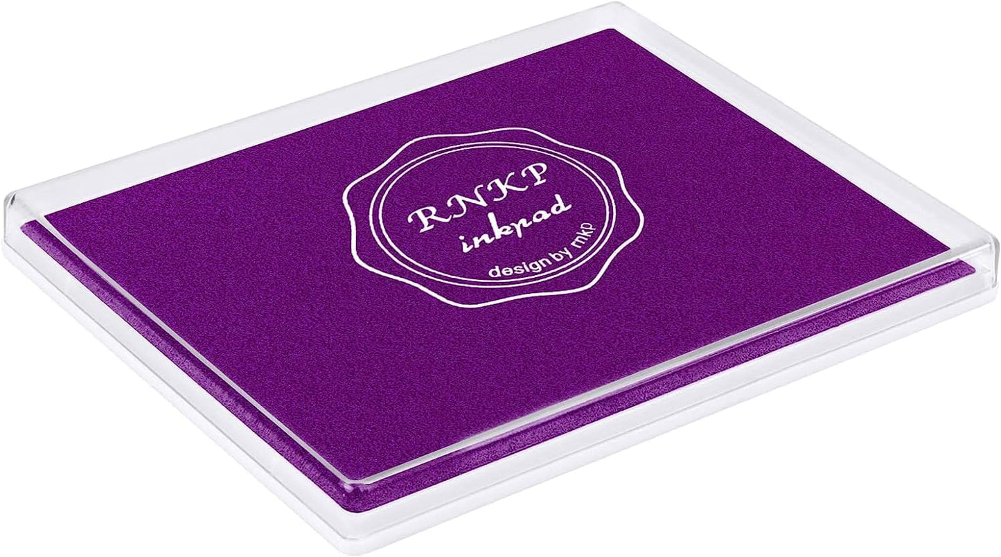 RNKP Large Purple Ink Pad for Rubber Stamps, 5 × 4 inch Ink Stamp Pads Permanent for Paper Wood Fabric (Purple)…