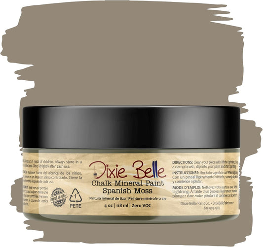 Dixie Belle Paint Company Chalk Finish Furniture Paint - Spanish Moss (4oz) - Matte Succulent Green Chic Chalk Mineral DIY Furniture Paint