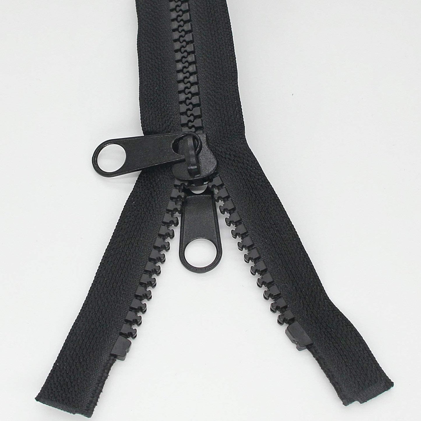 Leekayer 2PCS #10 48 Inch Heavy Duty Zippers for Sewing Separating Large Plastic Zippers Black Tape with Double Pull Tab Slider, Sleeping Bag, Boat, Canvas, Cover, Trampoline, Dog Bed,Tent (48" 2pcs)