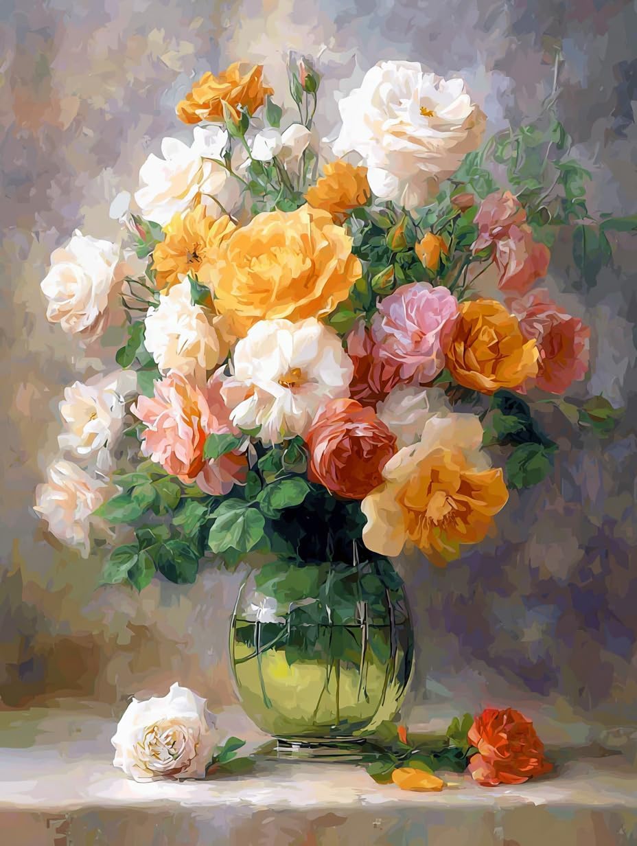 Moohue 14 ct Counted Cross Stitch Kits for Adults Flowers Cross Stitch Patterns Stamped Printed Cross Stitch Kits (Flowers 6)