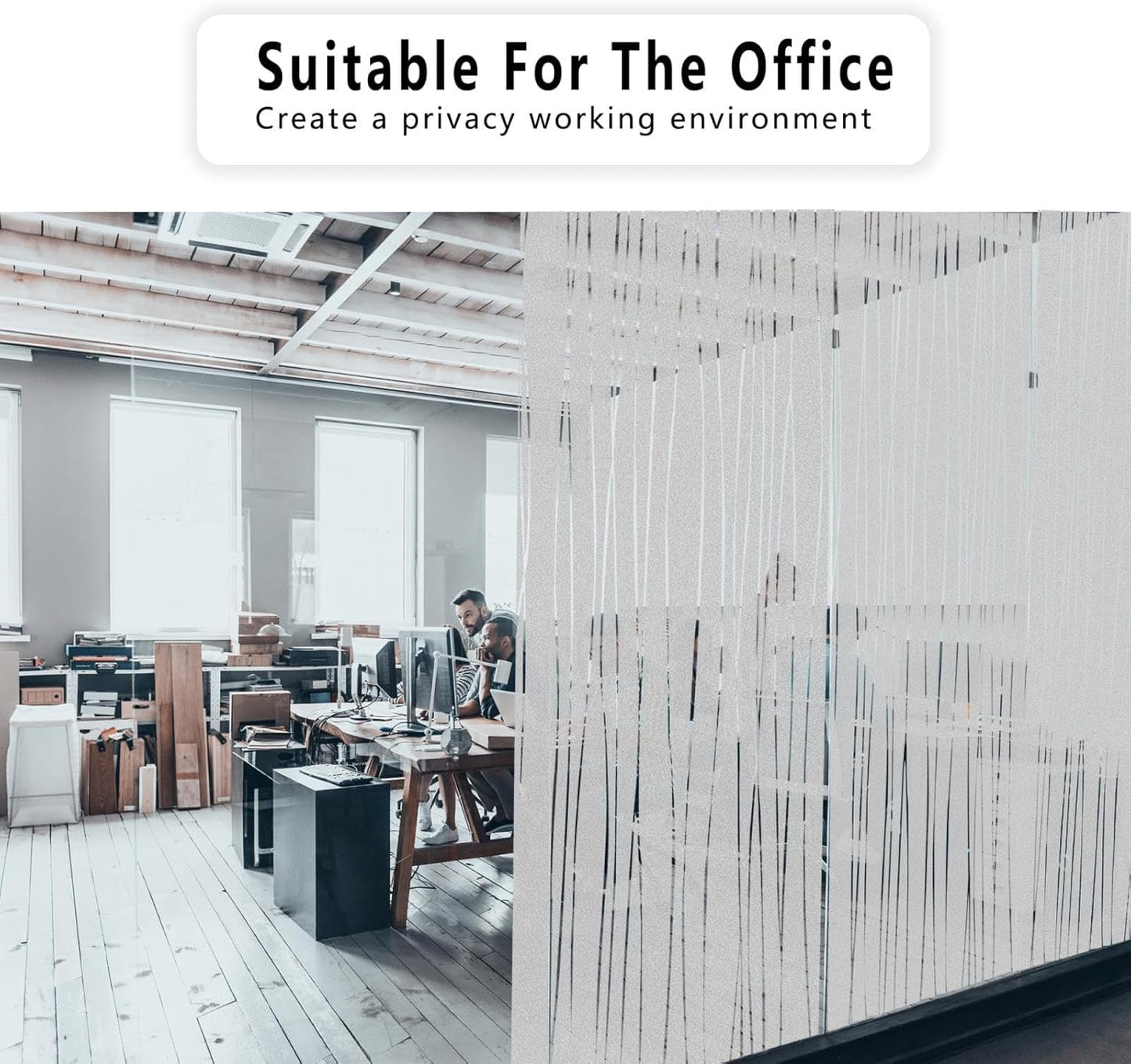 Finnez Window Privacy Film Decorative Frosted Window Cling Privacy Film for Glass, Non-Adhesive Heat Anti-UV for Home Office Living Room, Irregular Stripe Patterns, 23.6 x 157.4 Inches