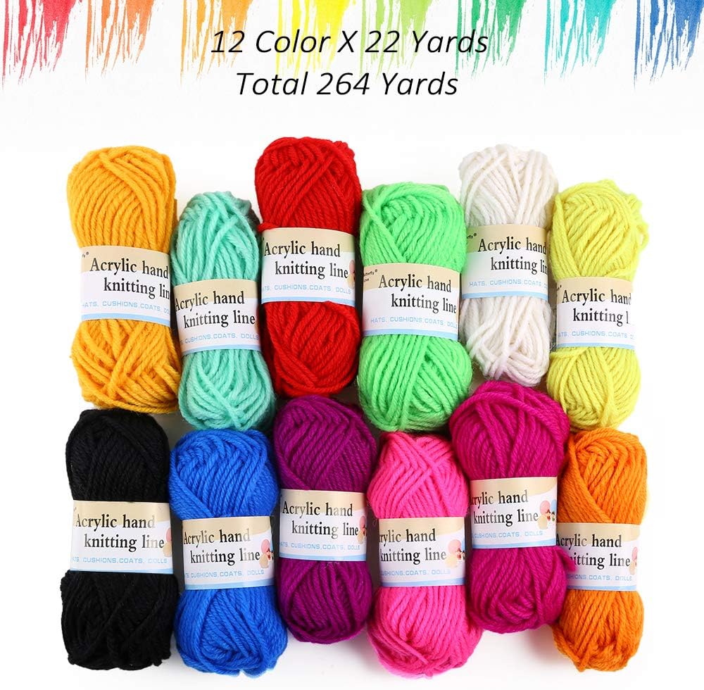 Pllieay 33-Piece Mesh Canvas Kit: 15 Clear Canvas, 12 Colors, Acrylic Yarn & Embroidery Tools for Plastic Craft