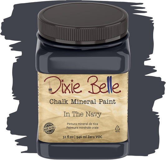 Dixie Belle Paint Company Chalk Finish Furniture Paint - In the Navy (32oz) - Matte Dark Navy Chic Chalk Mineral DIY Furniture Paint