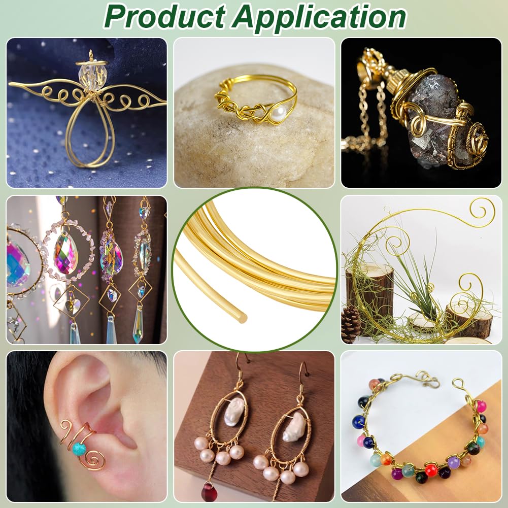 BENECREAT 9.84 Feet Bare Solid Brass Wire, 6 Gauge Round Soft Brass Wire Pure Brass Wire for Jewelry Making Craft Gem Wrapping