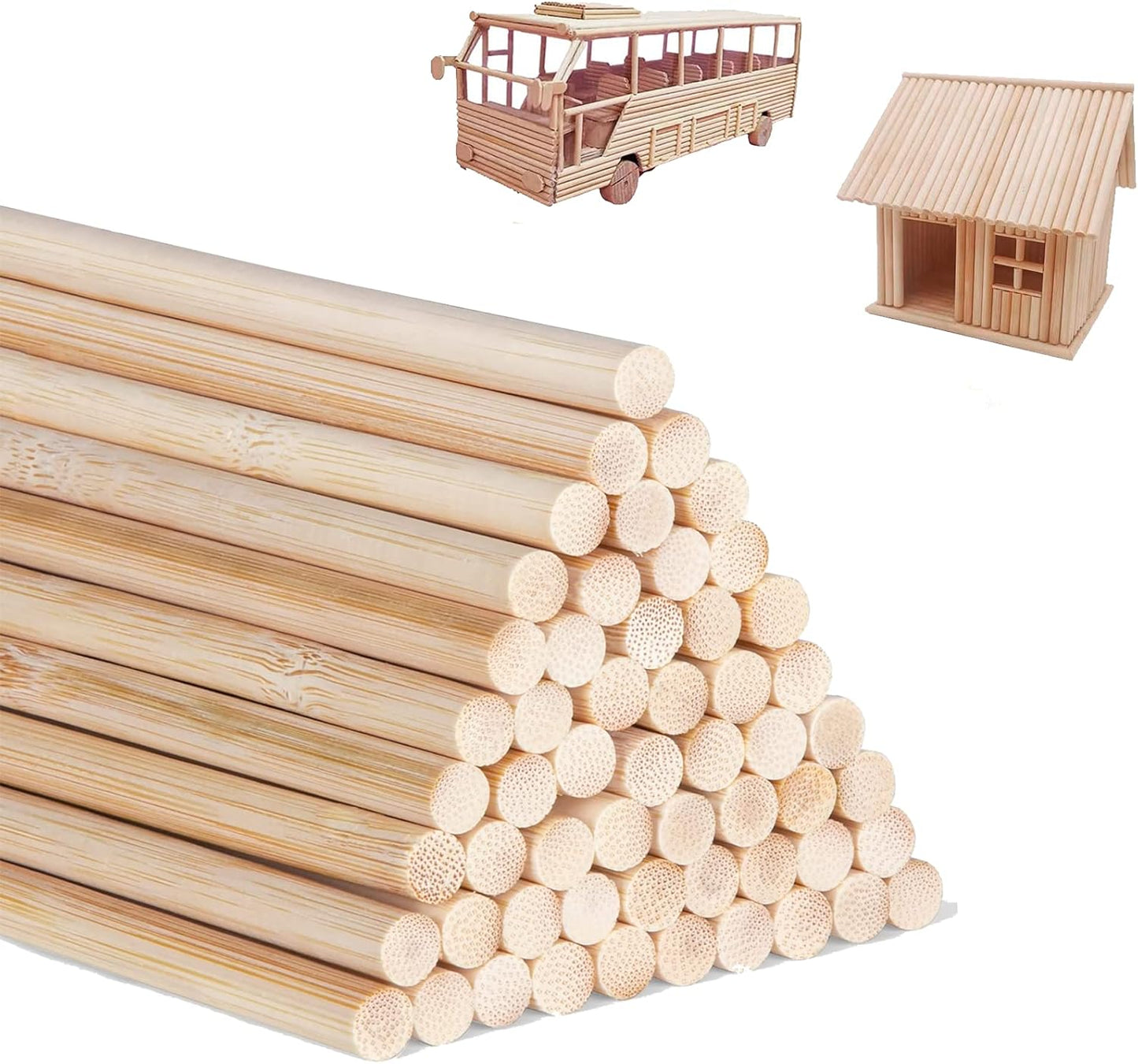 3/8 x 36 Inch 10 PCS Dowel Rods Wood Sticks Wooden Dowel Rods - Unfinished Bamboo Sticks - for Crafts and DIYers