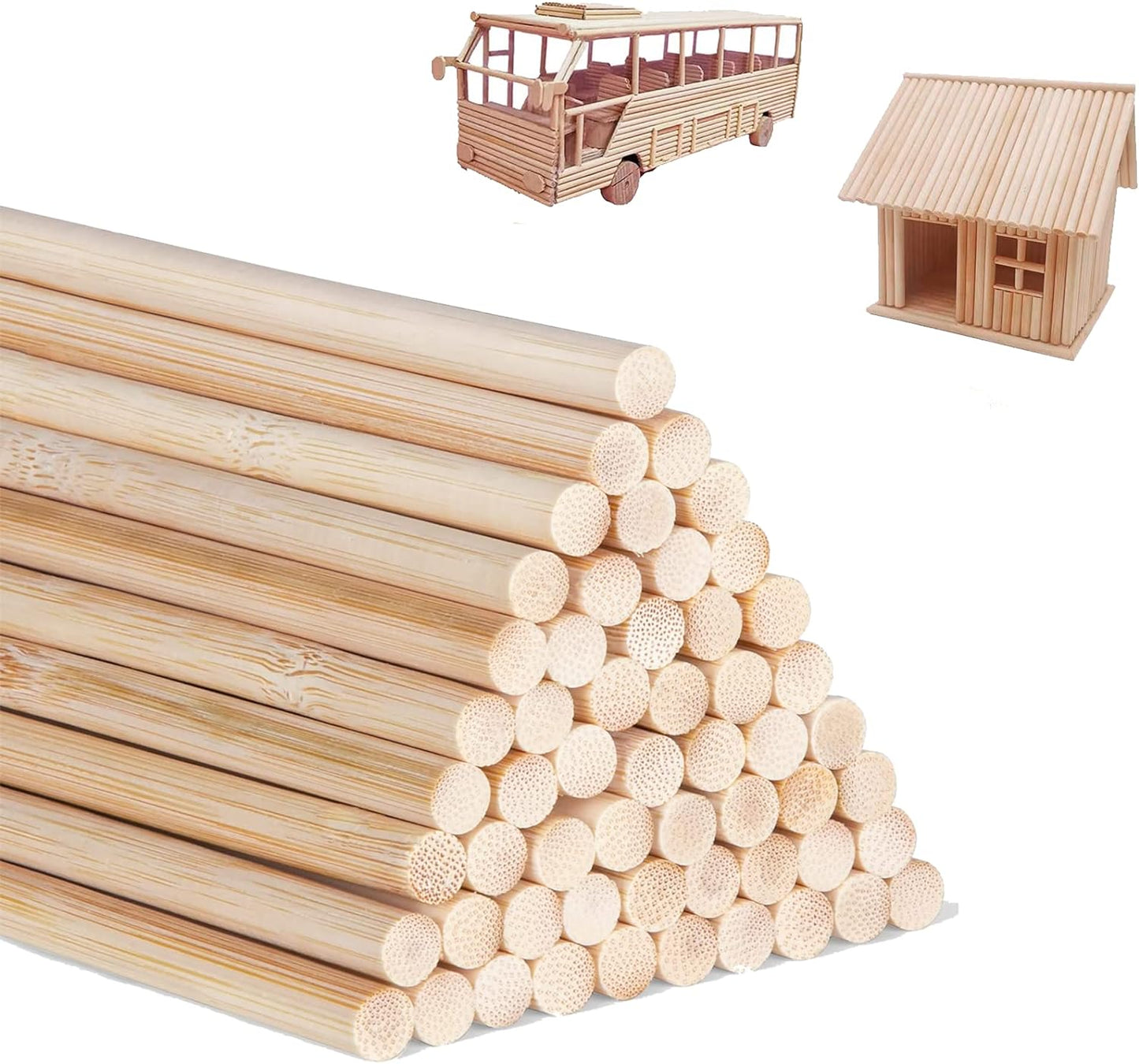 1/4 x 12 Inch 100 PCS Dowel Rods Wood Sticks Wooden Dowel Rods - Unfinished Bamboo Sticks - for Crafts and DIYers