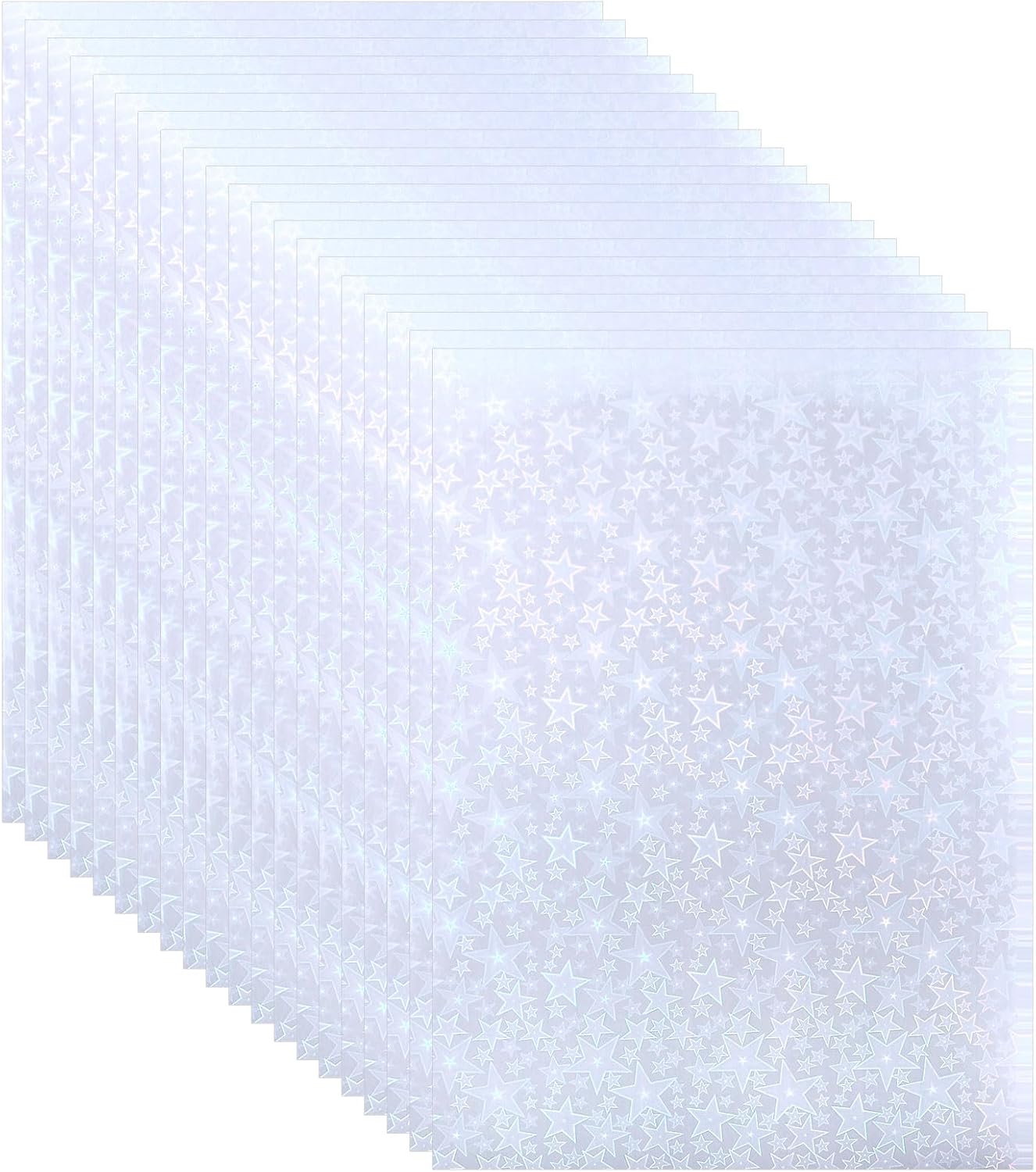 PATIKIL 11.7x8.3" Holographic Sticker Paper, 20Sheets A4 Polypropylene Self-Adhesive Transparent Waterproof Laminate Overlay Film for Photo Cards Scrapbook Decorations, Pentagram