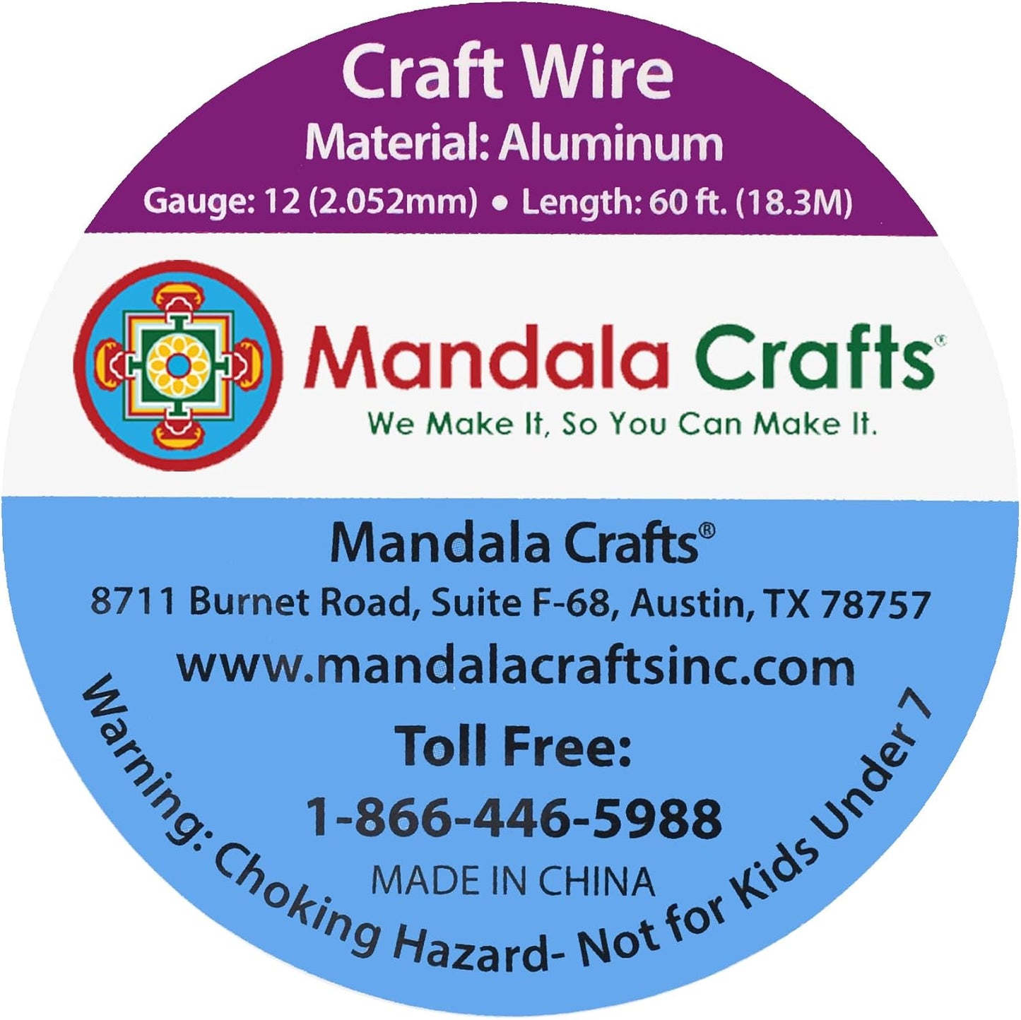 Mandala Crafts 12 Gauge Anodized Aluminum Craft Wire for Jewelry Making - 60 FT Colored Flexible Lavender Wire - Bendable for Bonsai Armature Crafting Sculpting