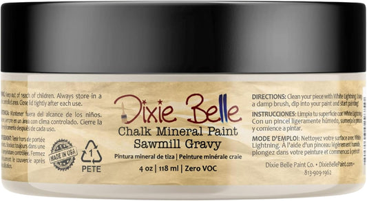 Dixie Belle Paint Company Chalk Finish Furniture Paint - Sawmill Gravy (4oz) - Matte Smooth Beige Chic Chalk Mineral DIY Furniture Paint