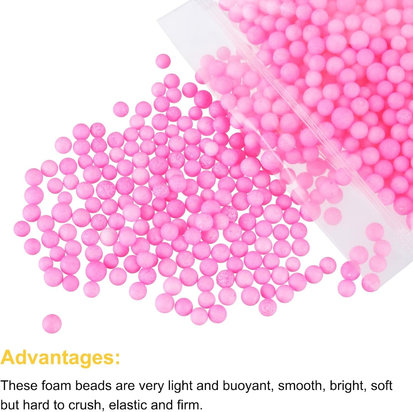 MECCANIXITY Foam Beads Foam Balls 7-9mm for Wedding and Party Decorations, Tiny Packing Balls, Arts DIY Crafts Supplies (Light Pink,1 Pack Approx 3000pcs)