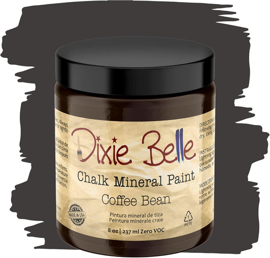 Dixie Belle Paint Company Chalk Finish Furniture Paint - Coffee Bean (8oz) - Matte Espresso Brown Chic Chalk Mineral DIY Furniture Paint