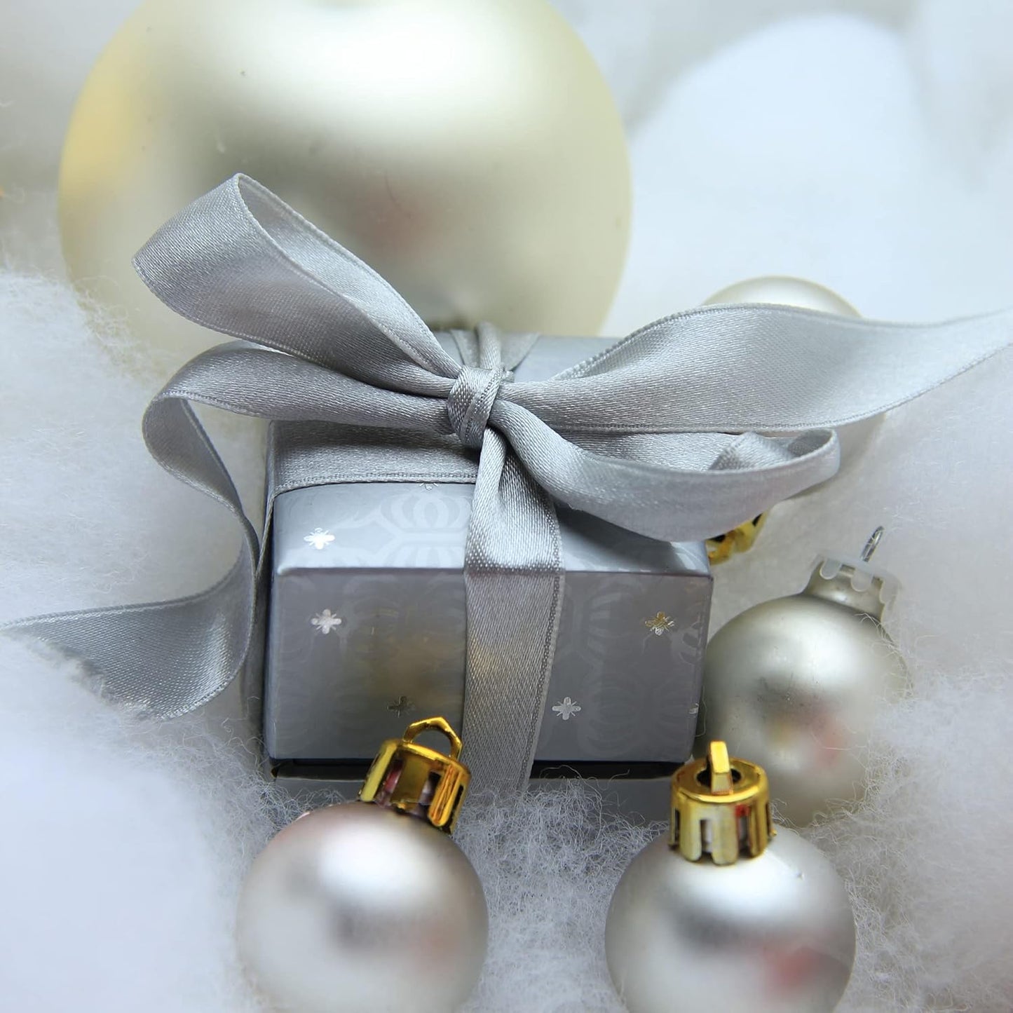 LIUYAXI Silver Stain Ribbon, 2" X Continuous 50 Yards, Double Faced Fabric Ribbon Use for Bows Bouquet,Christmas Gift Wrapping,Floral Arrangement