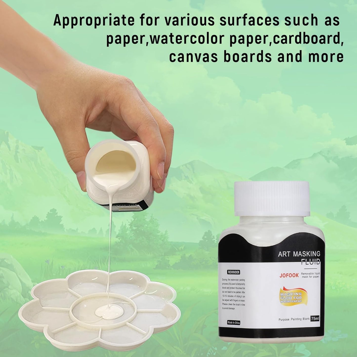 150-Milliliter Watercolor Art Masking Fluid,For Ink-Watercolor-Gouache-Painting & Illustration,Two Bottles